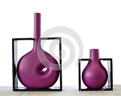 Pair of modern purple vases Stock Photo