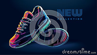 Pair of new sport running shoes Vector Illustration