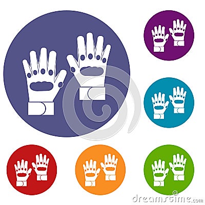 Pair of paintball gloves icons set Vector Illustration