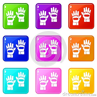 Pair of paintball gloves set 9 Vector Illustration