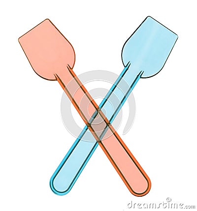 Pair of pastic spoons for ice cream Stock Photo