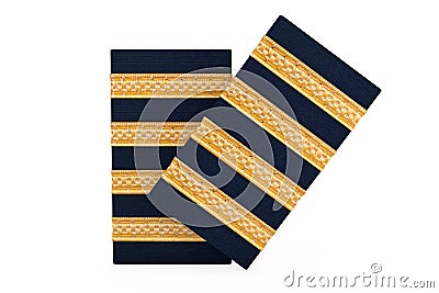 Pair of Pilot Captain Four Golden Bars Epaulets. 3d Rendering Stock Photo