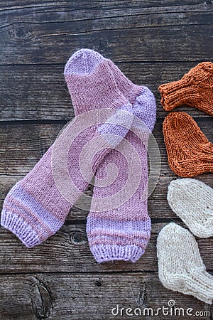 Warm and soft girl socks, winter fashion, made of wool Stock Photo