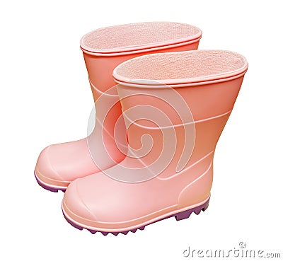 Pair of isolated pink wellies Stock Photo