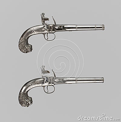 Pair of pistols or muskets on a white background Stock Photo