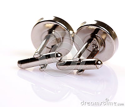 Pair of platinum cufflinks Stock Photo