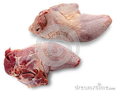 Pair of raw turkey thighs isolated Stock Photo