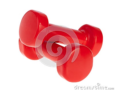 Pair of red hand weights Stock Photo