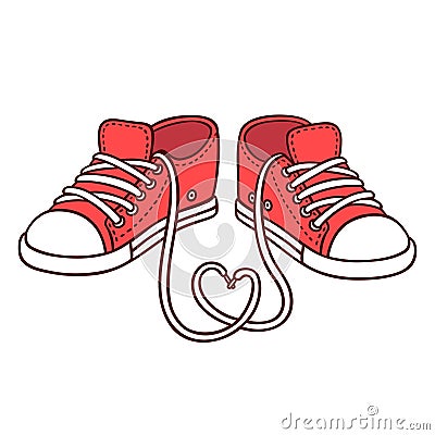 Pair of red sneakers Vector Illustration