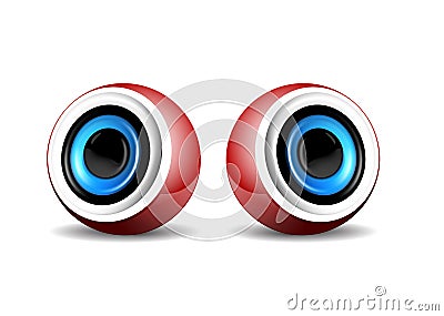 Pair of red speakers Vector Illustration
