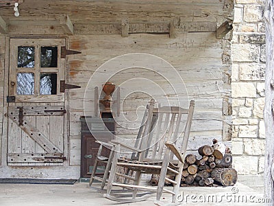 Pair of Rockers on the Porch Stock Photo