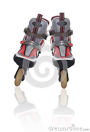 A pair of roller skates on a white background Stock Photo