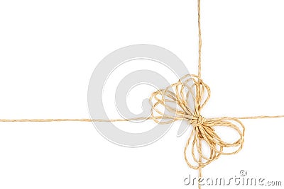 Pair of ropes with knot, with knot and bowknot, isolated on white Stock Photo