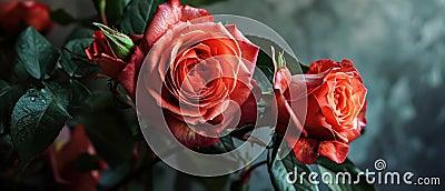 A Pair Of Roses Conveying Love And Affection Stock Photo