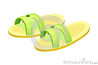 Pair of rubber slippers, comfortable footwear , flip flops shoes cartoon vector illustration Vector Illustration