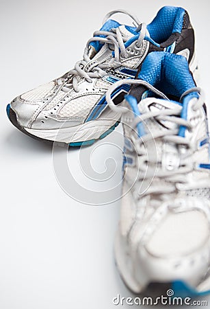 Pair of running shoes on a white background Stock Photo