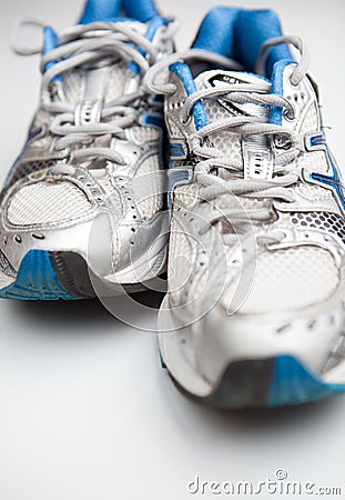 Pair of running shoes on a white background Stock Photo