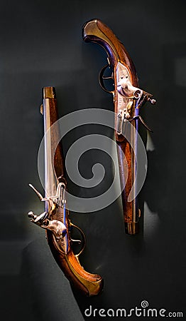 A pair of Russian pistols produced in 1814 at the Tula Arms Factory Stock Photo