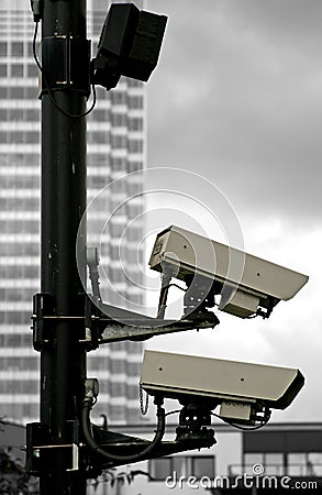 Pair of security cameras Stock Photo
