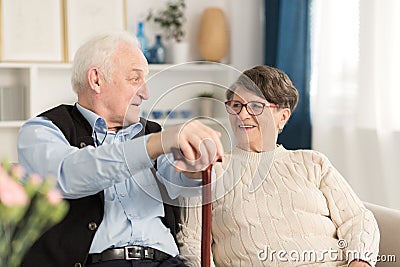 Pair of seniors talking Stock Photo