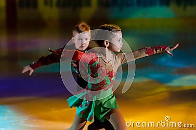 Pair skating children Editorial Stock Photo