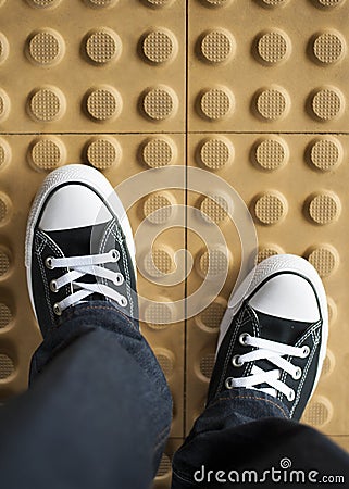 A pair of sneaker on non slip flooring Stock Photo