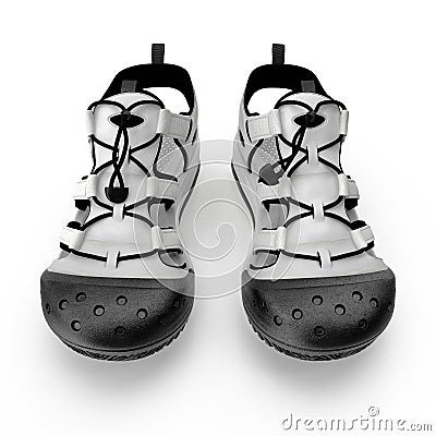 Pair of sport sandals isolated on white. 3D illustration Cartoon Illustration