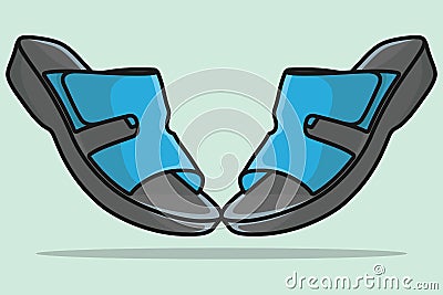 Pair Of Stylish Women Feet Wear Slipper shoes vector illustration. Beauty fashion objects icon concept. Female colorful unique Vector Illustration