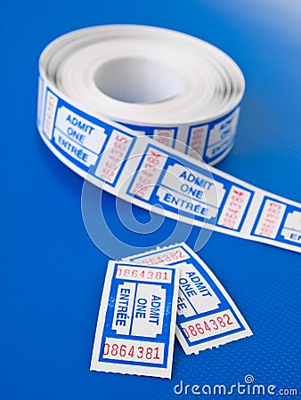 Pair of tickets on techno blue Stock Photo