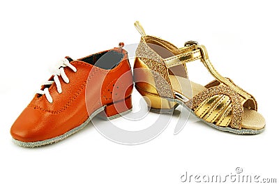 Pair of tiny dancing shoes Stock Photo