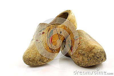 Pair of traditional Dutch wooden shoes Stock Photo