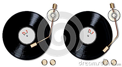 DJ Record Decks Vector Illustration