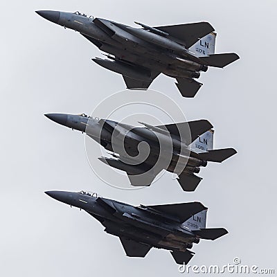 USAF F-15 Eagle trio Editorial Stock Photo