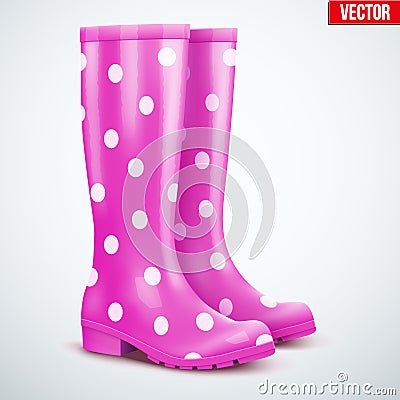 Pair of violet rain boots Vector Illustration