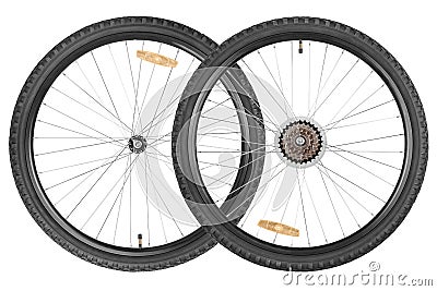 Pair wheels for mountain bike Stock Photo