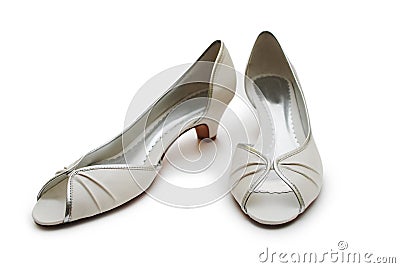 Pair of white lady's shoes Stock Photo