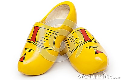 Pair of wooden shoes - klompen or clogs Stock Photo