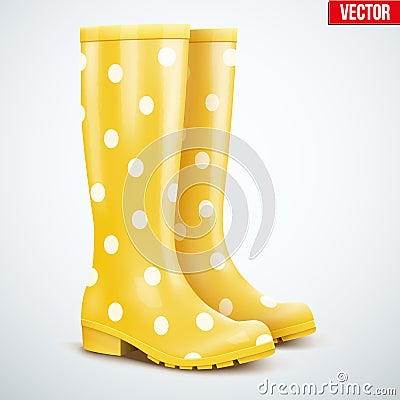 Pair of yellow rain boots Vector Illustration