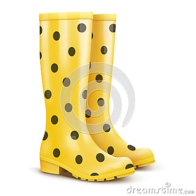 Pair of yellow rain boots Cartoon Illustration