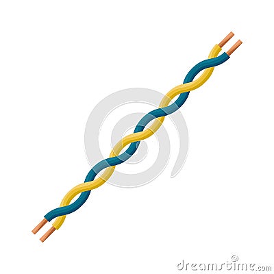 Paired twisted electric wire. A wire is an electrical product that serves to connect an electric current source with a consumer, c Vector Illustration