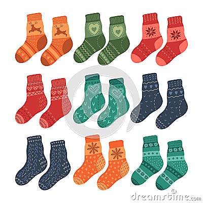 Pairs of warm socks Vector Illustration