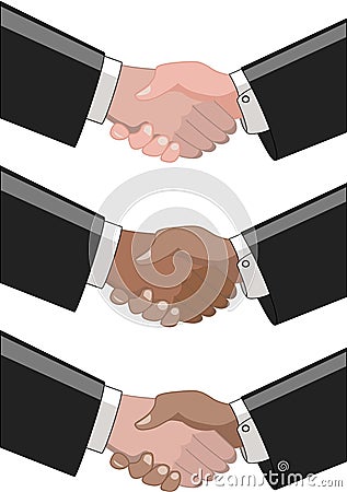 Pairs of Multiracial Businessmen Shaking Hands Vector Illustration