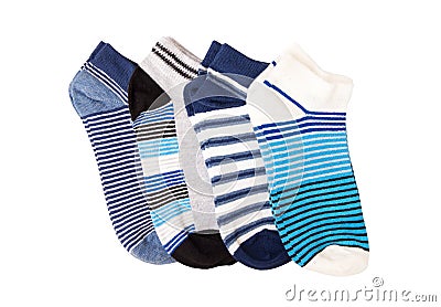 Pairs of socks striped isolated on white background Stock Photo