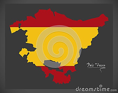 Pais Vasco map with Spanish national flag illustration Vector Illustration