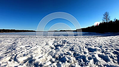 paisagem 4K bonita do lago congelado em um movimento da bandeja com luz solar atrav?s das madeiras de pinho do vidoeiro vídeos de arquivo paisagem 4K bonita do lago congelado em um movimento da bandeja com luz solar atrav?s das madeiras de pinho do vidoeiro vídeos de arquivo