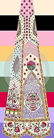 paisely flower pattern and borders with texture abstract seamless pattern with colour box Stock Photo