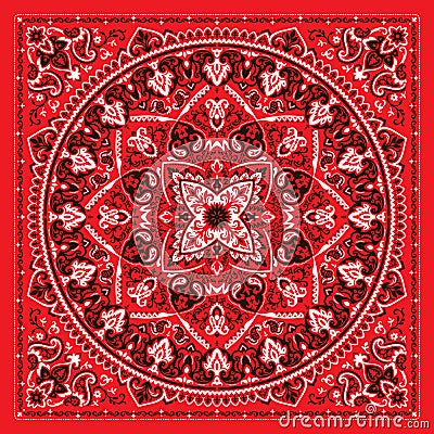 Paisley Bandana print Vector Illustration