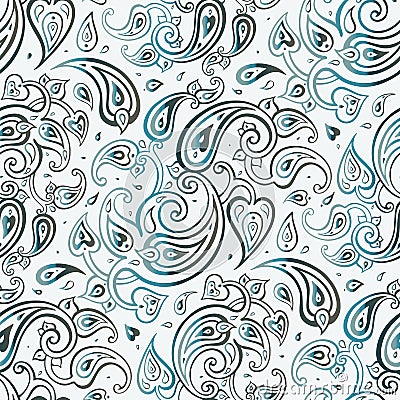 Paisley Beautiful silver seamless background. Stock Photo