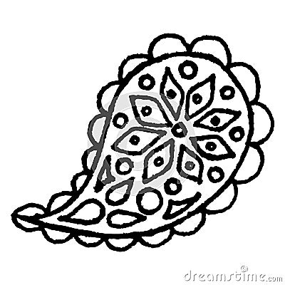 Paisley buta hand drawn monochrome pattern doodle vector art Vector Illustration