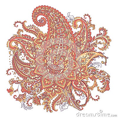 Paisley Damask ornament. Isolated Vector illustration. Vector Illustration